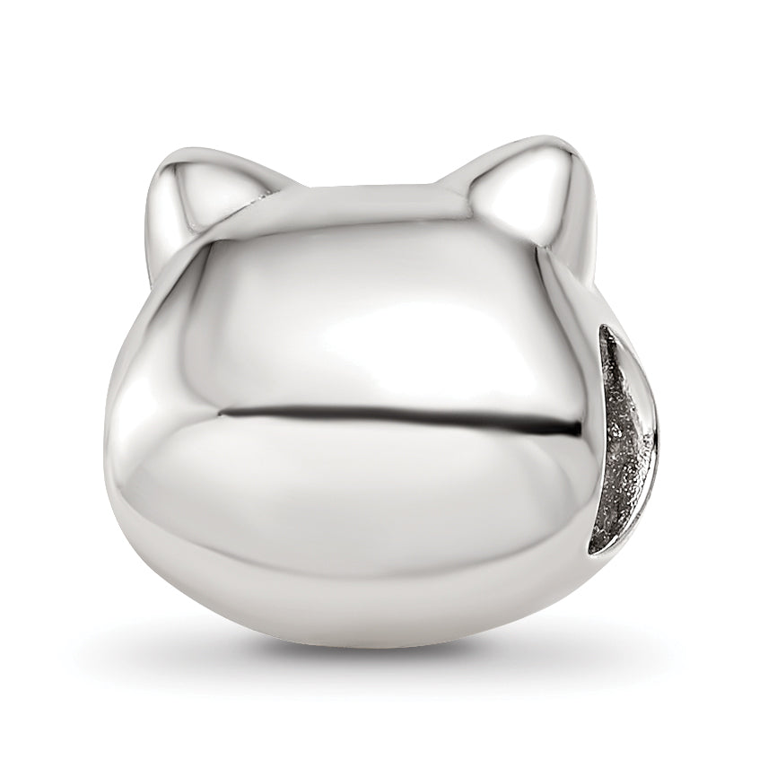 Sterling Silver Reflections Rhodium-plated Enamel Cat Bead