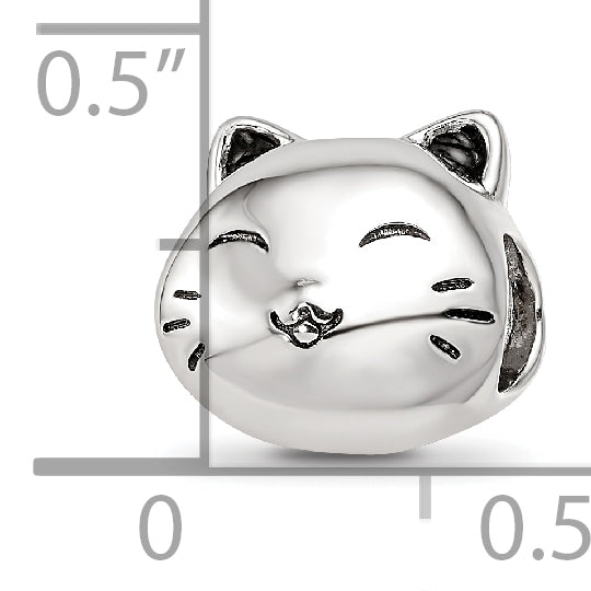 Sterling Silver Reflections Rhodium-plated Enamel Cat Bead