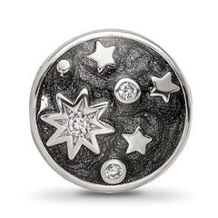 Sterling Silver Reflections Rhod-plated Enamel CZ Galaxy Bead