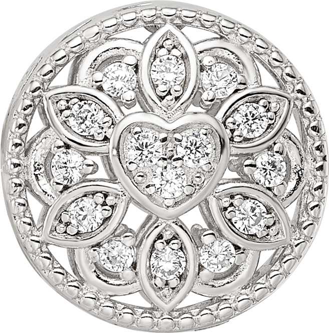 Sterling Silver Reflections Rhod-plated CZ Floral Cut-Out Bead