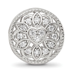 Sterling Silver Reflections Rhod-plated CZ Floral Cut-Out Bead