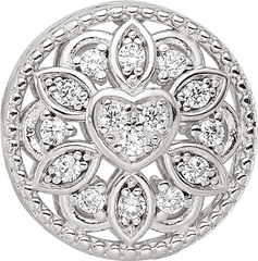 Sterling Silver Reflections Rhod-plated CZ Floral Cut-Out Bead