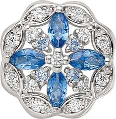 Sterling Silver Reflections Rhodium-plated Blue Spinel & CZ Floral Bead