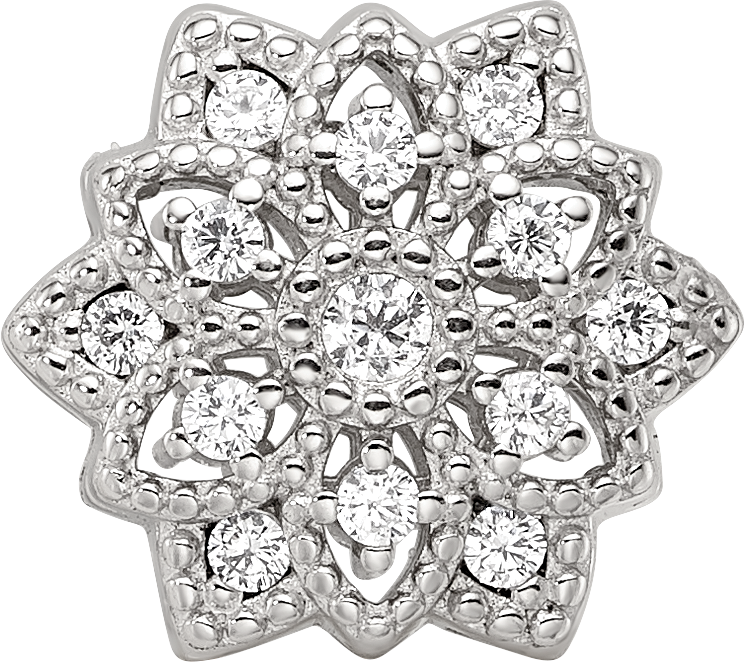 Sterling Silver Reflections Rhod-plated CZ Snowflake Bead