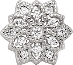 Sterling Silver Reflections Rhod-plated CZ Snowflake Bead