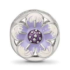 Sterling Silver Reflections Rhodium-plated Enamel Flower Bead