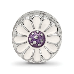 Sterling Silver Reflections Rhodium-plated Enamel Flower Bead