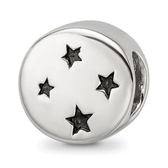 Sterling Silver Reflections Rhodium Gold-plated Enamel Moon/Stars Bead