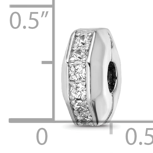 Sterling Silver Reflections Rhod-plated CZ Hinged Bead