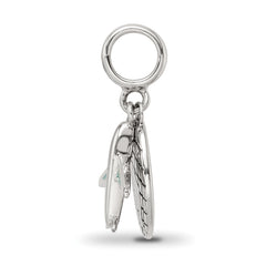 Sterling Silver Reflections Rhod-plated Earth & Plane 2-Piece Dangle Bead