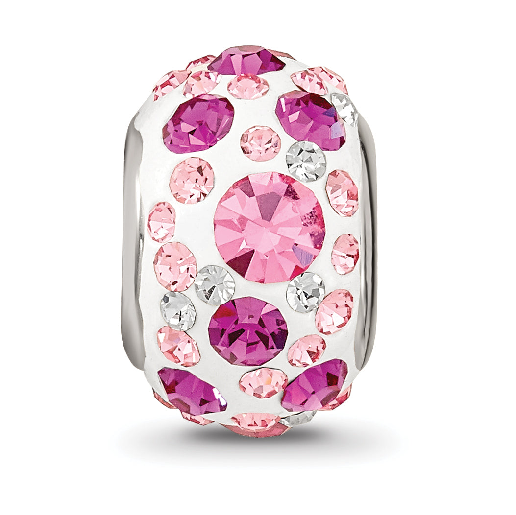 Sterling Silver Reflections Rhod-pl Pink Preciosa Crystal Bead