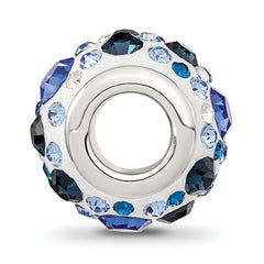 Sterling Silver Reflections Rhodium-plated Blue Preciosa Crystal Bead