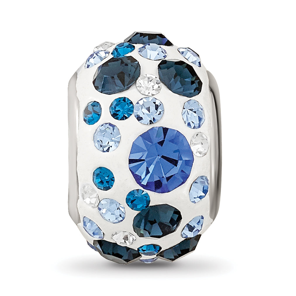 Sterling Silver Reflections Rhodium-plated Blue Preciosa Crystal Bead