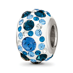 Sterling Silver Reflections Rhodium-plated Blue Preciosa Crystal Bead