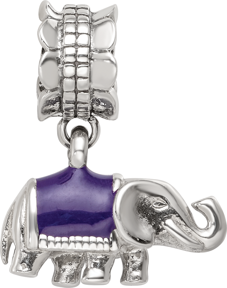 Sterling Silver Reflections Enamel Elephant Dangle Bead