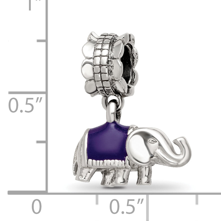 Sterling Silver Reflections Enamel Elephant Dangle Bead