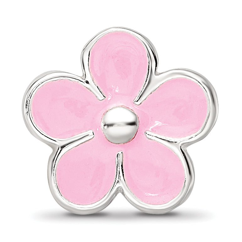 Sterling Silver Reflections Pink Enamel Flower Bead