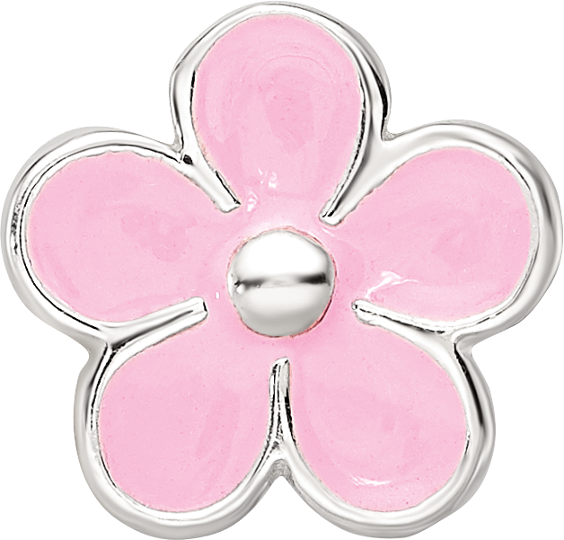 Sterling Silver Reflections Pink Enamel Flower Bead