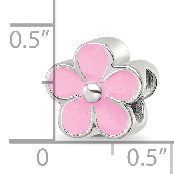 Sterling Silver Reflections Pink Enamel Flower Bead