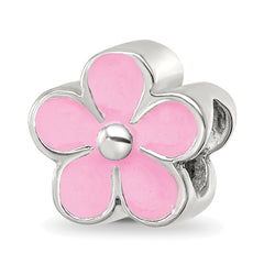 Sterling Silver Reflections Pink Enamel Flower Bead