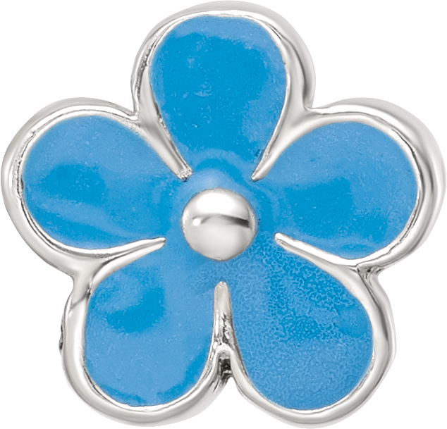 Sterling Silver Reflections Blue Enamel Flower Bead