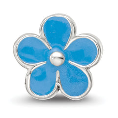 Sterling Silver Reflections Blue Enamel Flower Bead