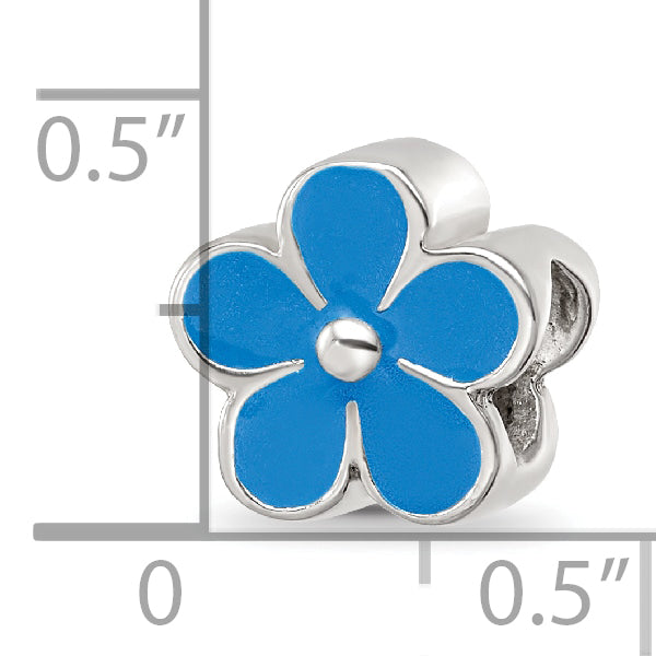 Sterling Silver Reflections Blue Enamel Flower Bead