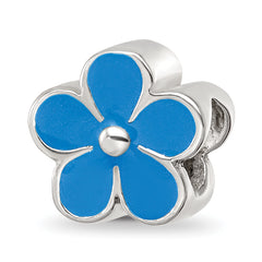 Sterling Silver Reflections Blue Enamel Flower Bead