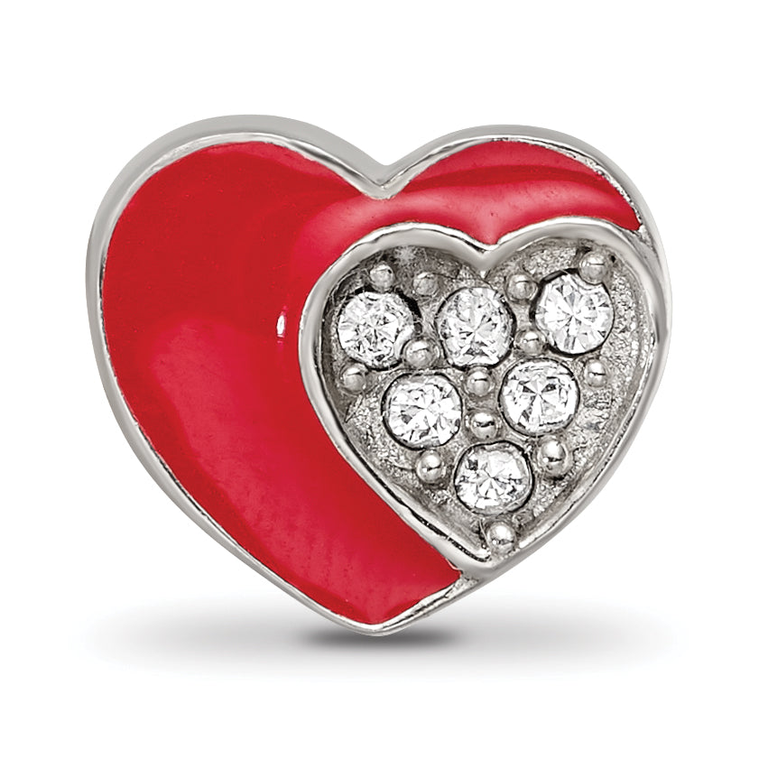 Sterling Silver Reflections Preciosa Crystal Enamel Heart Bead