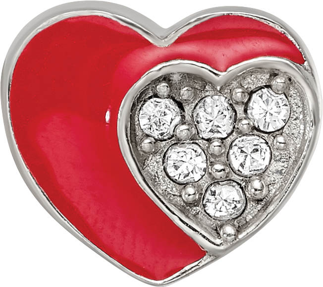 Sterling Silver Reflections Preciosa Crystal Enamel Heart Bead