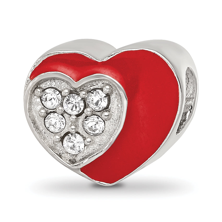 Sterling Silver Reflections Preciosa Crystal Enamel Heart Bead