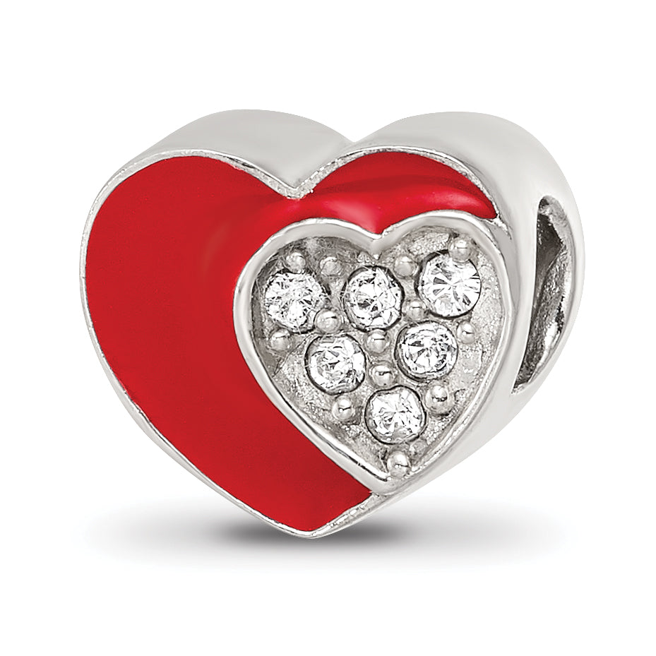 Sterling Silver Reflections Preciosa Crystal Enamel Heart Bead