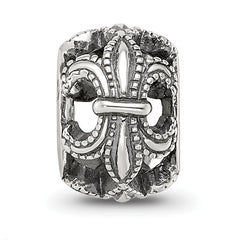 Sterling Silver Reflections Antiqued Fleur de Lis Bead