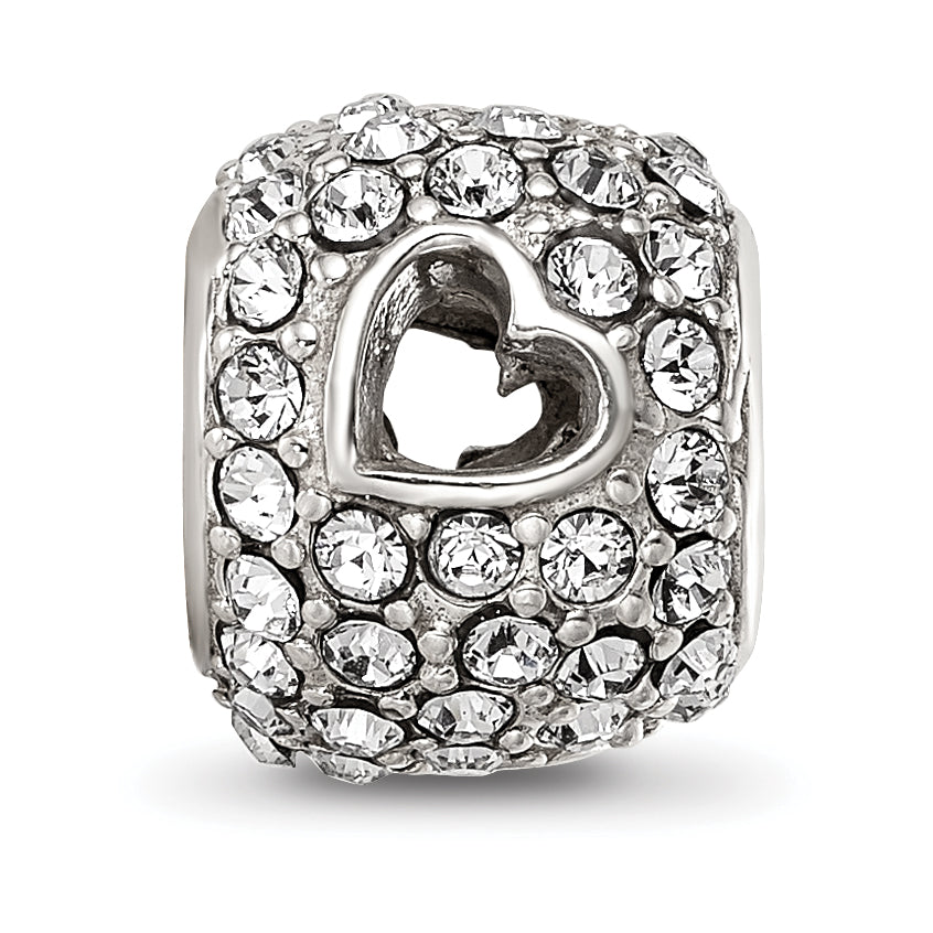 Sterling Silver Reflections Preciosa Crystal Heart Cut-Out Bead