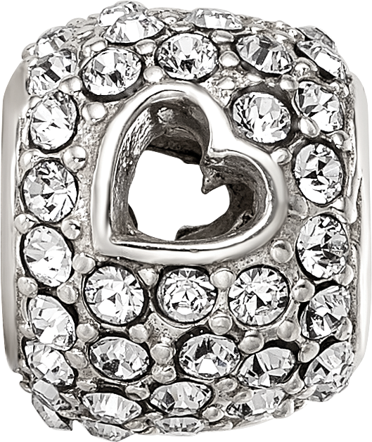 Sterling Silver Reflections Preciosa Crystal Heart Cut-Out Bead