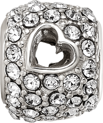 Sterling Silver Reflections Preciosa Crystal Heart Cut-Out Bead