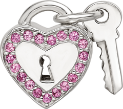 Sterling Silver Reflections CZ Heart & Key Lock Bead