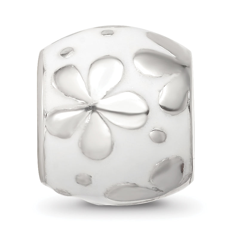 Sterling Silver Reflections White Enamel Floral Bead