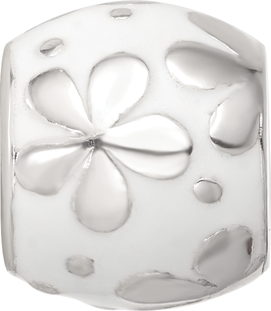 Sterling Silver Reflections White Enamel Floral Bead