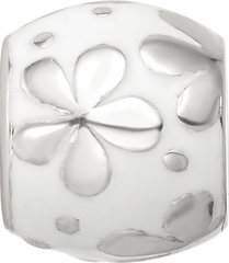 Sterling Silver Reflections White Enamel Floral Bead