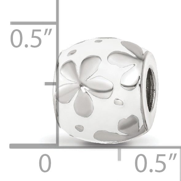 Sterling Silver Reflections White Enamel Floral Bead