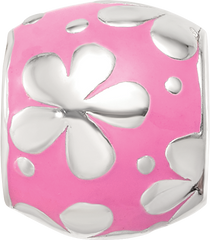 Sterling Silver Reflections Pink Enamel Floral Bead