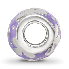 Sterling Silver Reflections Purple Enamel Floral Bead