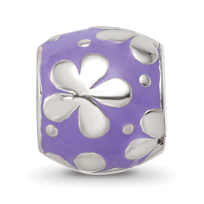 Sterling Silver Reflections Purple Enamel Floral Bead