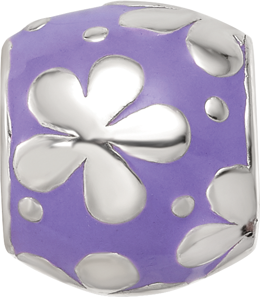 Sterling Silver Reflections Purple Enamel Floral Bead