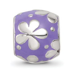 Sterling Silver Reflections Purple Enamel Floral Bead