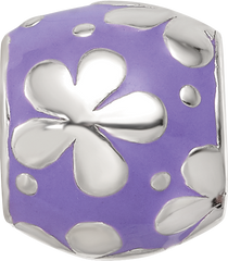 Sterling Silver Reflections Purple Enamel Floral Bead