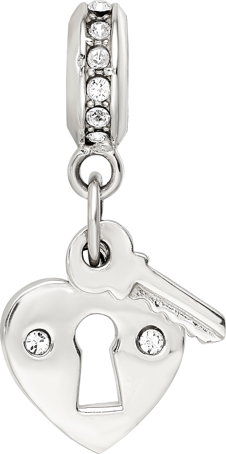 Sterling Silver Reflections Preciosa Crystal Heart Lock & Key Bead