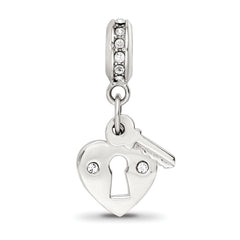 Sterling Silver Reflections Preciosa Crystal Heart Lock & Key Bead