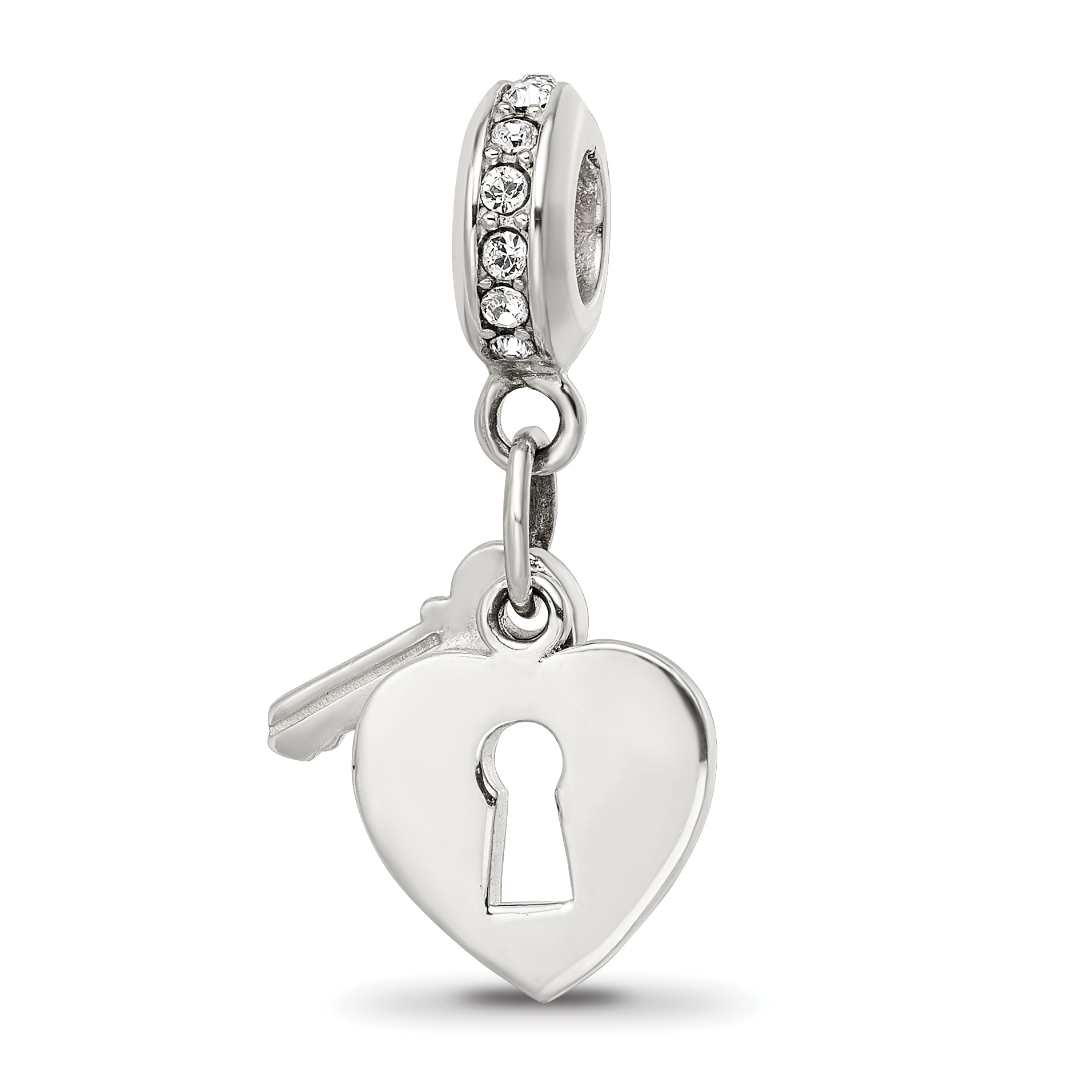 Sterling Silver Reflections Preciosa Crystal Heart Lock & Key Bead